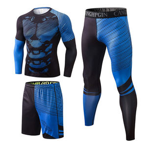 Ropa deportiva personalizada para gimnasio, traje ajustado de manga larga, ropa deportiva para gimnasio, conjunto de entrenamiento de 3 piezas para hombre - Product Image 4