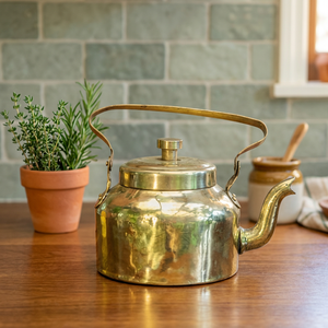 Vintage <b>Metal</b> <b>Teapot</b> With Lid And <b>Metal</b> Handle Water Pots Kettles - Product Image 2