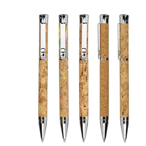 Custom Logo Luxury Eco Friendly Stationery Business Metal Wooden Cork Ballpoint Pen