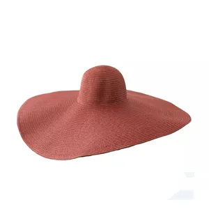 Chapéu de palha dobrável de aba grande grande para mulheres, novo design da moda, chapéu de praia de verão