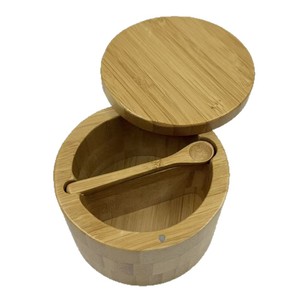 Bamboo Round <b>Spice</b> <b>Jar</b> With Magnetic Lid Airtight Storage Container For Kitchen <b>Spices</b> And Tea - Product Image 2