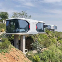 Capsule Maison Préfabriquée, Espace Commercial, Hôtel Pod Type Dirigeable, Tiny House de Luxe avec Panneaux Sandwich, Installation Rapide et Étanche