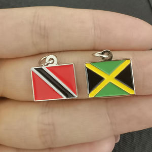 Pendentifs en métal prêts à l'emploi avec drapeaux d'Amérique du Sud, breloques personnalisées avec drapeaux de la Jamaïque, de la République Dominicaine, de Porto Rico et de Sainte-Lucie - Product Image 2