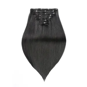 natural clip in cambodian human hair extensions, private label 100% virgin human hair clip in extensions for black women