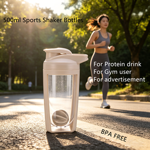 Bouteille <span class=keywords><strong>shaker</strong></span> sport avec logo personnalisé, gourde de sport anti-fuite pour protéines en poudre, pilules amaigrissantes, entraînement et yoga - Product Image 1