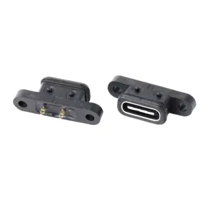 2 buah konektor USB Tipe C tahan air 3.1 Female Jack Dock 6Pin Inline Panel pengisi daya Port