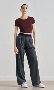 Pantalons de sport tissés neufs, à jambes larges décontractées et une sensation fluide. Pantalon droit avec taille haute, design amincissant pour le <span class=keywords><strong>yoga</strong></span> - Product Image 6
