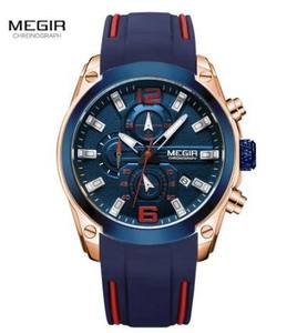 Reloj Megir 2063 con Fecha, Cronógrafo Luminoso, Manecillas de Cuarzo Analógicas, Correa de Silicona Resistente al Agua para Hombre - Product Image 6