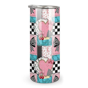 Gobelet isotherme personnalisé en acier inoxydable de 20 oz, motif patchwork western, avec paille et couvercle, pour café et voyage - Product Image 4