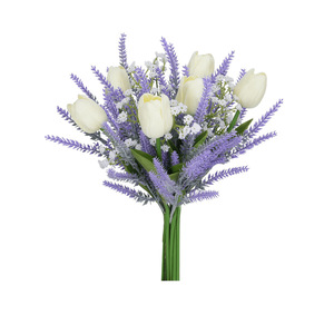 Artificial Tulip And Baby's Breath Bouquet Purple White <b>Plastic</b> Spring Decor Home <b>Table</b> Centerpiece 12 Pieces - Product Image 1