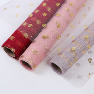 Rollo de tul de punto dorado, envoltura de papel de embalaje de flores frescas, venta al por mayor, oferta - Product Image 1