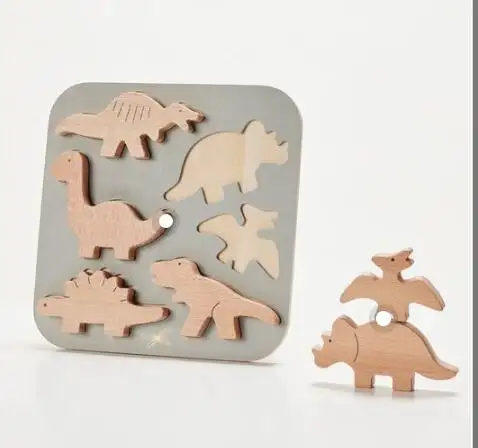 Rompecabezas de dinosaurio de madera para niños, juguete de decoración para guardería