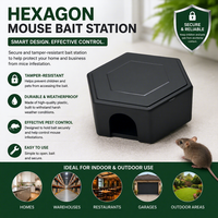 Station d'appât pour souris hexagonale en plastique ATMT-16, écologique, haute résistance, boîte de lutte contre les rongeurs, système d'appâtage sûr pour l'intérieur