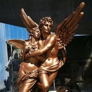 Tamanho de vida ao ar livre decoração jardim ocidental figura do amor estátua resina anjo eros escultura