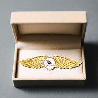 Badge de revers 3D en métal personnalisé pour pilote de vol, motif aile, accessoire d'uniforme scolaire d'aviation, look d'honneur