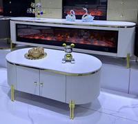 Meuble TV YSS au design moderne et épuré, ensemble de tables basses de luxe avec plateau en marbre noir, ensemble de tables centrales en pierre pour l'ameublement de la maison