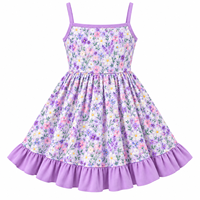 Robe d'été personnalisée en fibre de bambou pour petites filles, à bretelles spaghetti, avec ourlet à volants, idéale pour la danse et les jeux.