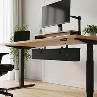 Organisateur de câbles métallique à double niveau pour sous le bureau avec fixation murale à pince pour salle de bain, sans perçage requis