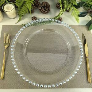 <span class=keywords><strong>Assiettes</strong></span> de présentation <span class=keywords><strong>transparentes</strong></span> en plastique de 13 pouces avec bord doré pour décoration de dîner de mariage - Product Image 2
