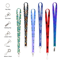 Lanière en polyester sublimé couleur pleine 3/4 po avec crochet, porte-clés durable