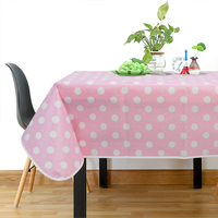 Nappe en PEVA à pois roses et blancs - Housse de table imperméable et anti-taches pour la maison et les fêtes