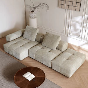 Canapé <span class=keywords><strong>cloud</strong></span> à assise large de style crème, villa moderne, canapé en forme de L pour la maison, élégant, haut de gamme, designer, tissu doux, ensemble de canapé en forme de L - Product Image 4