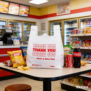 Sacs gilet en plastique jetables durables à prix abordable avec poignée longue, impression sérigraphique, matériau PE de haute qualité, vente en gros - Product Image 1