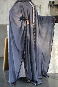 1653# New <strong>Model</strong> Simple <strong>Abaya</strong> Designs Pearl Islamic Clothing Chiffon Fabric Butterfly Sleeve Muslim <strong>Abaya</strong> - Product Image 5