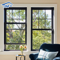 Fenêtres et Portes en Aluminium NF Foshan Étanche, Style Américain et Français, Blanc et Noir, Fenêtres Simples et Doubles à Battants pour Maisons