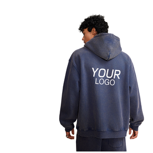 2025 OEM Vintage Hip Hop Half Zip Hoodie for <b>Men</b>-Heavyweight Custom Logo Front Printed Polyester/Cotton Winter Sweatshirt - Product Image 1