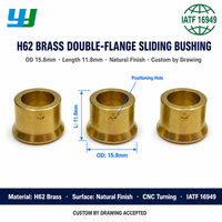 Bague coulissante en laiton usinée CNC sur mesure à double bride avec trou traversant, gaine d'axe à trou pour goupille de positionnement, pièces OEM non standard