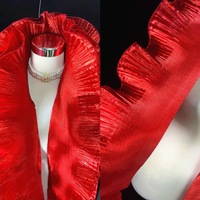 Beau lustre métallique ondulé grande dentelle plissée à volants Organza Transparent Designer bricolage couture robe de mariée tissu