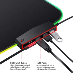 <span class=keywords><strong>RGB</strong></span> alfombrilla para ratón de juegos de 4 USB PorOversized Led que brilla intensamente extendida alfombrilla de goma antideslizante Base impermeable alfombrilla para teclado y ratón - Product Image 5