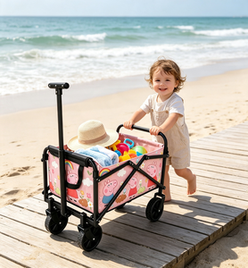 Gerobak Lipat Ukuran Kecil Ultra Ringan Gerobak Utilitas Anak 40L Kereta Camping 30kg Lipat Cepat Rangka Baja Kain Oxford - Product Image 2
