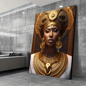 Canvas Wall <strong>Art</strong> Painting a Beautiful African <strong>Queen</strong> Wearing an Elaborate Headdress for Living Room Home Walls Decoration - Product Image 1