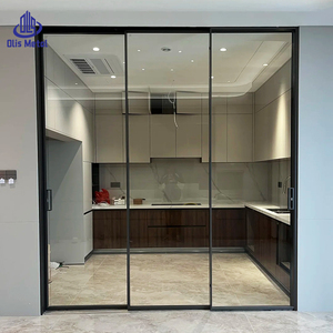 Puerta <span class=keywords><strong>de</strong></span> Vidrio Templado <span class=keywords><strong>para</strong></span> Cocina Moderna Personalizada, Estilo Minimalista <span class=keywords><strong>para</strong></span> Interiores <span class=keywords><strong>de</strong></span> Casas, Tres <span class=keywords><strong>Puertas</strong></span> <span class=keywords><strong>Corredizas</strong></span> <span class=keywords><strong>de</strong></span> <span class=keywords><strong>Aluminio</strong></span> Negro - Product Image 1