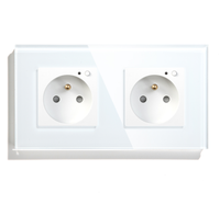 MVAVA Soket Dinding Panel Bingkai Wifi, Soket Standar Prancis Steker Prancis Outlet FR dengan Kaca Kristal Tunggal 16A Ce