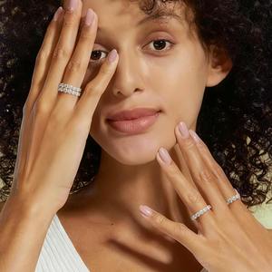 Anillo de Eternidad de Moissanita, Anillo de Boda, Anillo de Moissanita Redonda Creada en Laboratorio, Anillos Apilables para Aniversario y Compromiso - Product Image 6