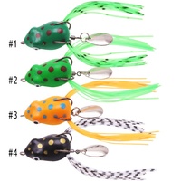 Leurre miniature grenouille à motif de points avec lame rotative, appât creux de surface, jupe en silicone et hameçons anti-herbe pour poisson-âne et achigan
