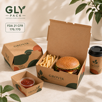 Boîte à combo burger et frites en kraft imprimée sur mesure avec séparateur, emballage alimentaire jetable de qualité alimentaire pour la restauration rapide à emporter pour les restaurants