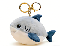 Porte-clés en peluche personnalisable en gros, nouveau modèle doux et mignon, requin marin, anti-stress, breloque de sac à dos, 20 cm, en coton et coton PP