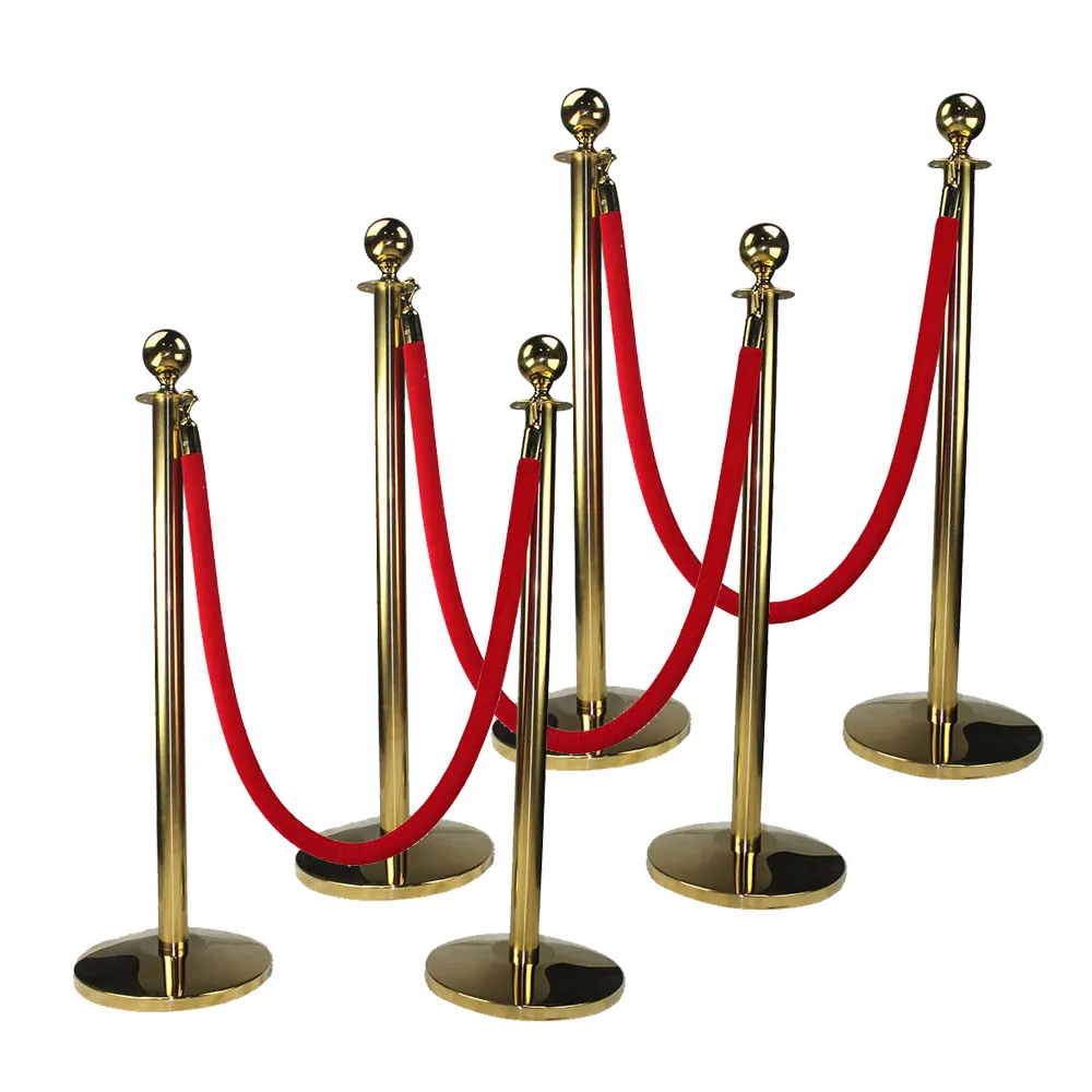 Classical Cuerdas Y Postes Rope Barrier Red Carpet Queue Stand Gold Stanchion