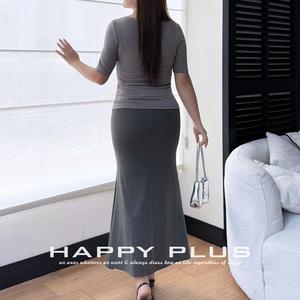 Conjunto de Falda de Cola de Pez para Mujer Talla Grande Runqi con Top y Cárdigan, Color Gris Pino y Negro, Satinado, Estilo Casual - Product Image 5