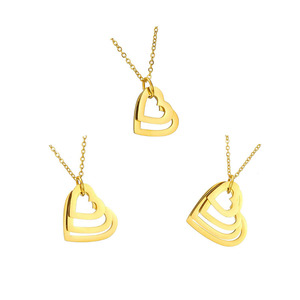 Tùy chỉnh không gây dị ứng chì Miễn phí tên gia đình Thép không gỉ khắc rỗng tình yêu hình trái tim Vòng cổ - Product Image 2