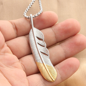 Feather Pendant <b>Titanium</b> Steel Silver Gold Tone Men Women Fashion Jewelry Summer 2021 Themed Pendants - Product Image 4