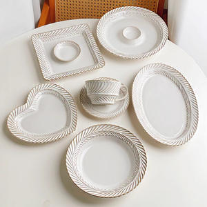 Assiettes japonaises en céramique émaillée avec relief mimosa, vaisselle occidentale, assiettes à soupe, assiettes à raviolis - Product Image 1