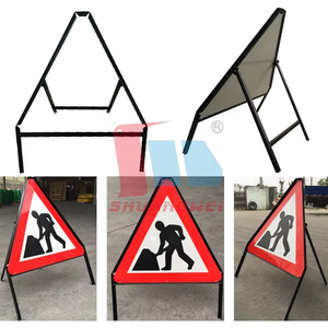 Rambu Lalu Lintas Segitiga Aluminium W34"*H42" untuk Luar Ruangan, Keselamatan Jalan, Konstruksi, Peringatan, Portabel, dengan Stand Pengontrol Lalu Lintas - Product Image 6