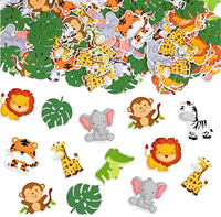Confettis animaux de la jungle multicolores pour baby shower, jetables, pour la décoration de table intérieure, fête d'anniversaire pour enfants