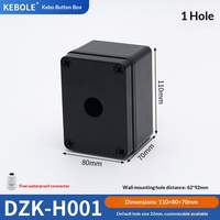 Boîtier de commande à bouton 22 mm noir IP65 pour extérieur, interrupteur d'alimentation, bouton d'arrêt d'urgence, voyant lumineux, modèle épaissi en ABS