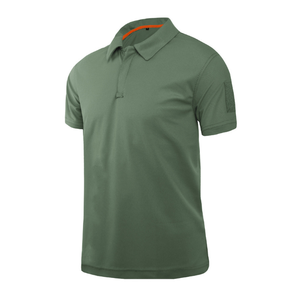 เสื้อยืดโอเวอร์ไซส์ DFT0301-1 แขนสั้น พร้อมแถบติดกระดุมเวทมนตร์ที่แขนขวา กระเป๋าเล็กด้านซ้าย สีเขียว สีกากี สีดำ สีเทา มีปกเสื้อ - Product Image 3